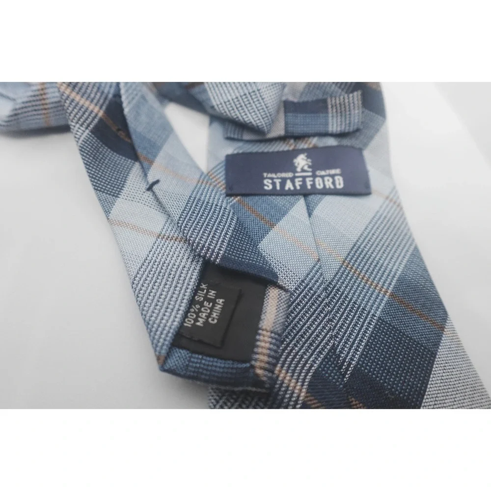 Stafford‎ Tie Men's Silk Blue Plaid Repp Preppy Collegiate Necktie
